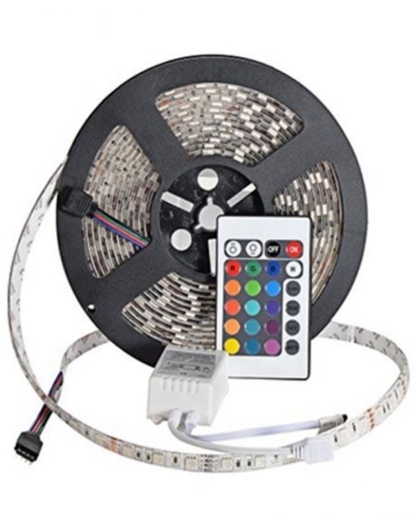 5M-12v RGB Waterproof Remote Control Led Strip Light Kit With Adapter - Image 5
