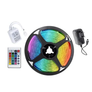 5M-12v RGB Waterproof Remote Control Led Strip Light Kit With Adapter