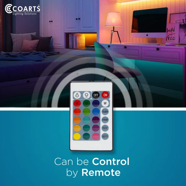 5M-12v RGB Waterproof Remote Control Led Strip Light Kit With Adapter - Image 4