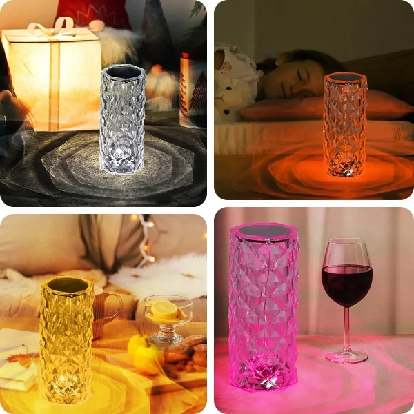 Crystal Table Lamp USB Charging touch Lamp (Multi-color) - Image 3